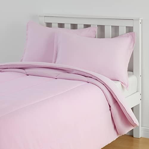  Amazon Basics Kid's Comforter Set - Soft, Easy-Wash Microfiber - Twin, Light Pink