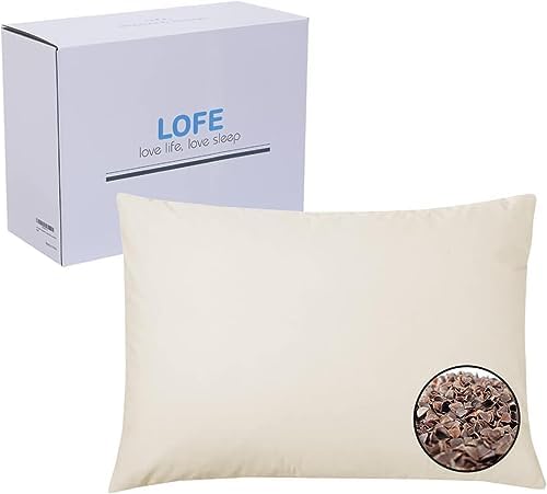  LOFE Cylinder Buckwheat Pillow With Pillowcase - Adjustable Bolster Pillow(17x6), Organic Cotton Case, Cervical Neck Support Pillow, Neck Pain Relief, Breathable Cool Sleep For Back And Side Sleepers