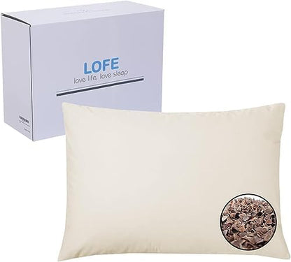  LOFE Cylinder Buckwheat Pillow With Pillowcase - Adjustable Bolster Pillow(17x6), Organic Cotton Case, Cervical Neck Support Pillow, Neck Pain Relief, Breathable Cool Sleep For Back And Side Sleepers