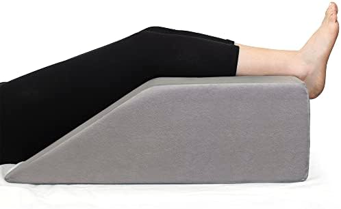  Healthex Leg Elevation Pillow With Memory Foam Top - Elevated Leg Rest Pillow For Circulation, Swelling, Kneef - Wedge Pillow For Legs, Sleeping, Reading, Relaxing - Removable Washable Cover (8 Inch)