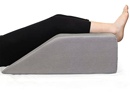  Healthex Leg Elevation Pillow With Memory Foam Top - Elevated Leg Rest Pillow For Circulation, Swelling, Kneef - Wedge Pillow For Legs, Sleeping, Reading, Relaxing - Removable Washable Cover (8 Inch)