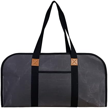  Petyoung Large Capacity Firewood Carrier, Portable Wet Waxed Canvas Durable Wood Bag Multifunctional Storage Hand Bag