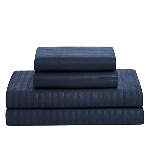  Queen Comforter Set 8 Piece Bed In A Bag With Bed Skirt, Fitted Sheet, Flat Sheet, 2 Pillowcases, 2 Pillow Shams, Queen, Dobby Navy
