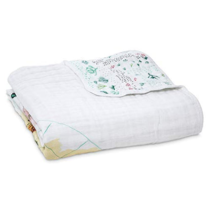  Aden + Anais 100% Organic Cotton Muslin Baby Blanket Crib Bedding For Newborn Baby And Toddler, Nursery Blanket For Boys And Girls, Baby Registry And Shower Gift - Outdoors, Sleepy Forest