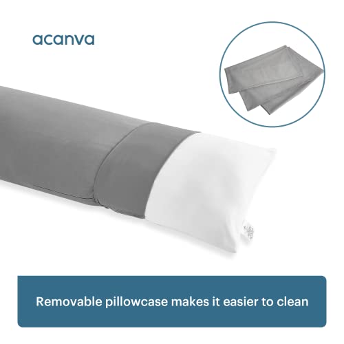  Acanva Fluffy Bed Sleeping Side Sleeper Body Pillow Insert, 20” X 60”with Grey Pillowcase, White