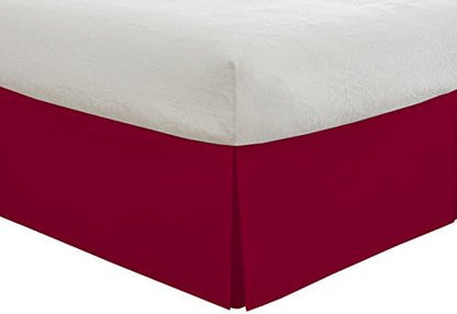 Lux Ux Hotel Microfiber Tailored Style Bed Skirt With Classic 14 Inch Drop Length, Queen, White