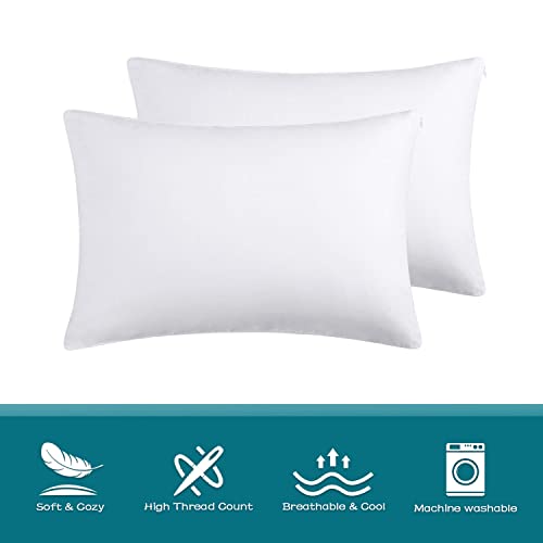  LOSAFEFE 100% Cotton Zippered Pillow Cases Standard Size Set Of 2, Super Soft & Breathable Pillow Protectors With Zipper, White Pillow Case Covers 20x26 Inches