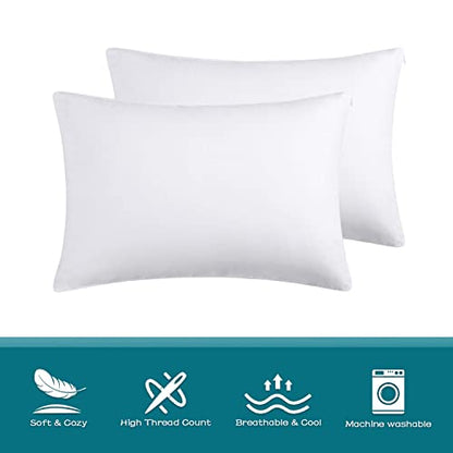  LOSAFEFE 100% Cotton Zippered Pillow Cases Standard Size Set Of 2, Super Soft & Breathable Pillow Protectors With Zipper, White Pillow Case Covers 20x26 Inches