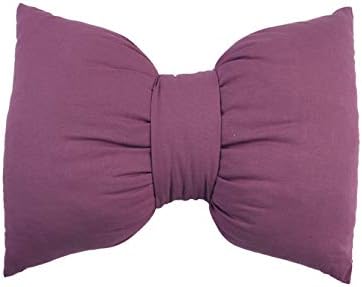  Peacewish Hand Made Pure Color Cotton Bow Pillow Car Neck Pillow Sofa Office Waist Pillow Detachable Wash Pillow (S, Wine Red)