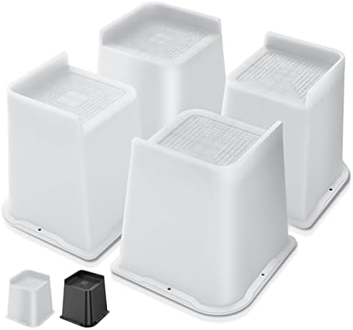  USION Bed Risers Oversized, 6 Inch Lift, Set Of 4 Furniture Risers, Up To 5000lbs, Table Riser, Risers For Bed Frame, Bed Height Risers, Bed Raiser, Bed Frame Riser, Desk Risers (White)