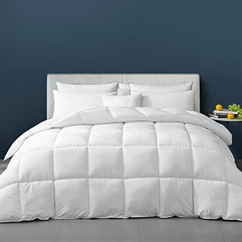  Queen Comforter Duvet Insert White Comforters All Season Alternative Comforter Machine Washable Soft Brushed Microfiber Bedding Comforter With Corner Tabs 90X90Inches 46oz