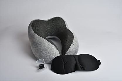  Vento Memory Foam Travel Pillow - Airplane Neck Pillow For Air Travel, Compact & Adjustable Memory Foam Neck Pillow, Air Plane Travel Kit With Earplugs Eye Masks And Portable Bag, Comfort Compressible