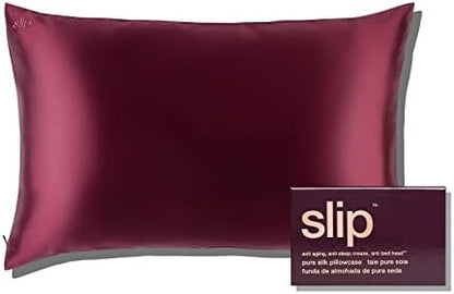 Slip Lip Silk King Pillowcase, Charcoal (20" X 36") - 100% Pure 22 Momme Mulberry Silk Pillowcase - Anti-Aging, Anti-BedHead, Anti-Sleep Crease