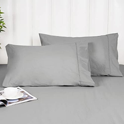  PHF 100% Washed Cotton Ruffle Pillowcases Standard Size, 2 Pack 20" X 26" Pillow Shams, No Insert, Ultra Soft Cotton Linen Like Pillow Cases,Decorative Farmhouse Bedding Pillow Covers, Linen