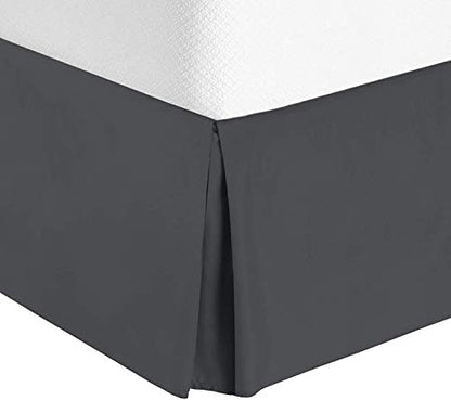  Hotel Luxury King Split Corner Bed Skirt 16 Inch Drop Solid Light Grey 100% Cotton Hotel Quality