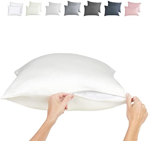  Queen Bamboo Pillow Cases - Bamboo Pillowcase Set Of 2, Bamboo Pillowcases Queen Size 2 Pack, Cooling Pillow Case 30x20 Zippered Pure 100% Viscose Hotel Quality