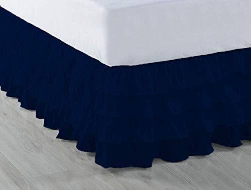  Pinch Pleated Split Corner Bed Skirt 100% Egyptian Cotton 600 Thread Count 15 Inch Drop Luxurious Decorative & Easy To Wash Wrinkle & Fade Resistant (King, White)