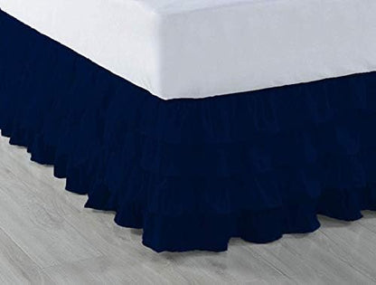  Pinch Pleated Split Corner Bed Skirt 100% Egyptian Cotton 600 Thread Count 15 Inch Drop Luxurious Decorative & Easy To Wash Wrinkle & Fade Resistant (King, White)