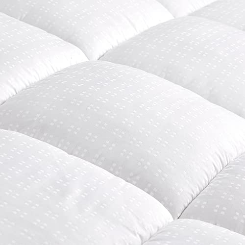 Twin Size Cotton Mattress Pad, Machine Washable Mattress Protector Cover, Soft Cotton Top Cooling Mattress Topper Fits 8-21 Inch Deep Pocket, Twin