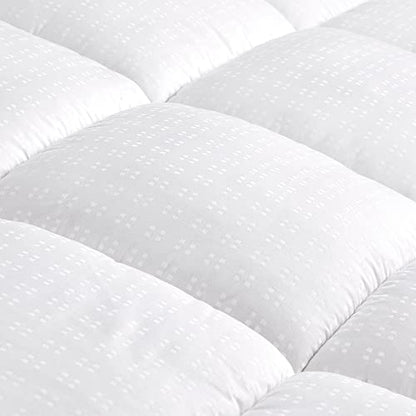  Twin Size Cotton Mattress Pad, Machine Washable Mattress Protector Cover, Soft Cotton Top Cooling Mattress Topper Fits 8-21 Inch Deep Pocket, Twin