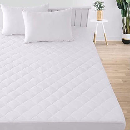  Lux Decor Collection Mattress Pad-Queen Mattress Cover Stretches Upto 16 Inches -Full Size Mattress Topper- Quilted Fitted Mattress Pad Deep Pocket - Comfortable, Breathable & Easy To Put On Mattress