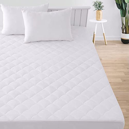  Lux Decor Collection Mattress Pad-Queen Mattress Cover Stretches Upto 16 Inches -Full Size Mattress Topper- Quilted Fitted Mattress Pad Deep Pocket - Comfortable, Breathable & Easy To Put On Mattress