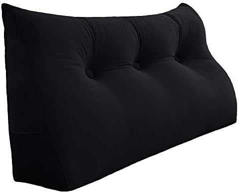  Rucener Triangular Headboard Wedge Pillow Triangular Removable Headboard Backrest Large Bolster Triangular Headboard Backrest Daybed Cushion Daybed Pillows Headboard Pillow Black Twin Size