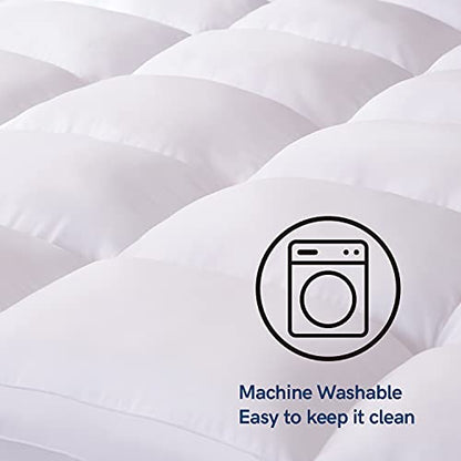  ELEMUSE Twin XL Cooling Mattress Topper For College Dorm, Thick Extra Long Twin Mattress Pad Cover For Back Pain, Plush Soft Pillowtop With Elastic Deep Pocket, Overfilled Down Alternative Filling