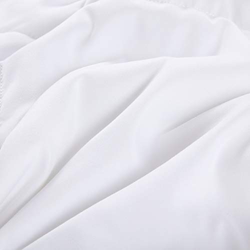  Down Alternative Blanket Oversized King 120" X 98", Lightweight Quilted Bed Blanket With 8 Corner Tabs,White Reversible Soft Microfiber Quilted Blanket For All Season