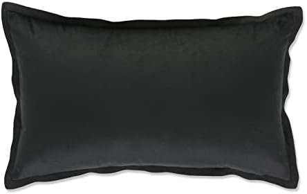  Pillow Perfect Indoor Velvet Collection Lumbar Pillow, 12" X 20", Black