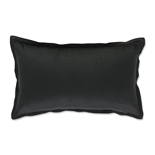  Pillow Perfect Indoor Velvet Collection Lumbar Pillow, 12" X 20", Black