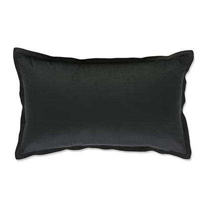  Pillow Perfect Indoor Velvet Collection Lumbar Pillow, 12" X 20", Black