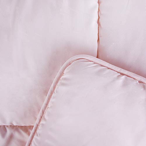  Box Quilted Comforter, Twin Size, Pink