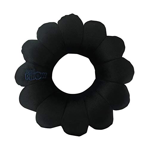  Total Pillow Airplane Travel Pillow, Brushed Microfiber Neck-, Head-, And Lumbar-Support Pillow, Microbead Twistable/Contours Any-Position Travel Pillow, Black