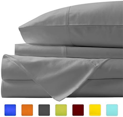  New York Mercado Super Soft, Elegant And Premium Quality, 100% Egyptian Cotton, Made In USA Italian Finish High TC, Long Stapled 4-pc Bedding Sheet Set With 21” Deep Pocket (Full, Elephant Grey)