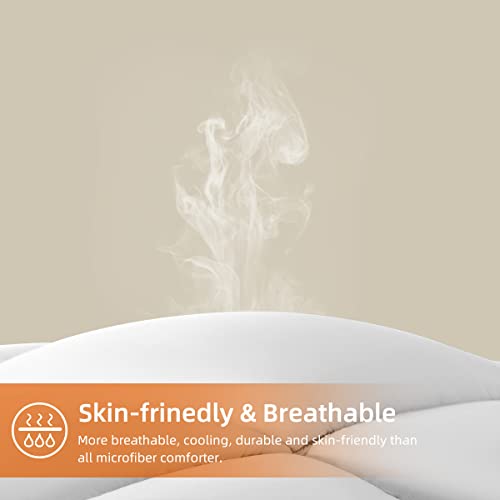  Soft Comforter King Size-Lightweight Down Alternative Comforter Duvet Insert With 8 Corner Tabs-Fluffy Breathable Box Stitched Reversible Comforter(White, King)
