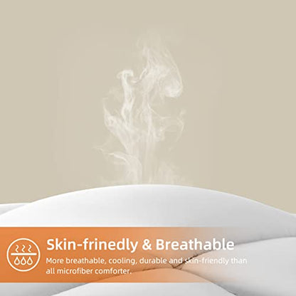  Soft Comforter King Size-Lightweight Down Alternative Comforter Duvet Insert With 8 Corner Tabs-Fluffy Breathable Box Stitched Reversible Comforter(White, King)