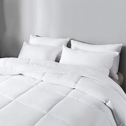  Everspread All-Season Down Alternative Comforter Duvet Insert, Soft Microfiber Blanket, Quilted Design, Machine Washable - White, Queen Size