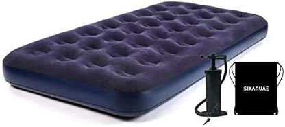  Twin Camping Air Mattress,9" Raised Inflatable Air Bed,Comfort Flocked Portable Blow Up Bed With Patch Kit And Hand Pump For Home Camping Travel