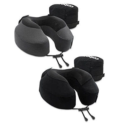  Cabeau Evolution S3 Travel Pillow - Dr Recommended Neck Pillow For Travel - Memory Foam Airplane Pillow - Neck Pillow With Attachment Straps Support For Car, Home, And Office, Set Of 2 Grey And Black