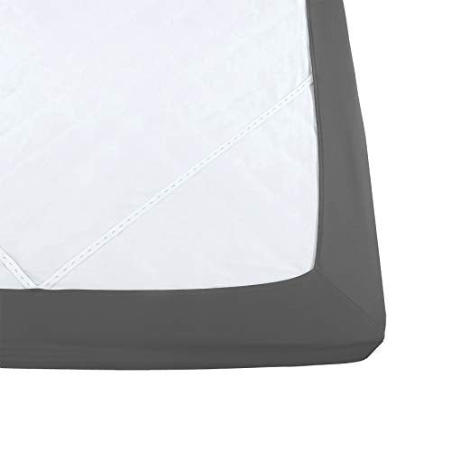  Box Spring Cover - Snug 4 Way Elastic Wrap Around Jersey Knit Alternative For Bed Skirt, Ultra Soft, Wrinkle Free, Queen, Gray
