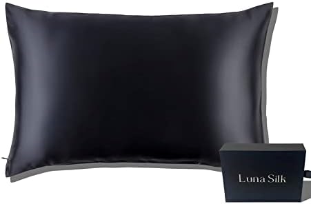  LUNASILK Mulberry Silk Pillowcase For Hair & Skin, 100% Real Pure Silk Pillowcase With Hidden Zipper, Acne Free, Queen, White, 22mm