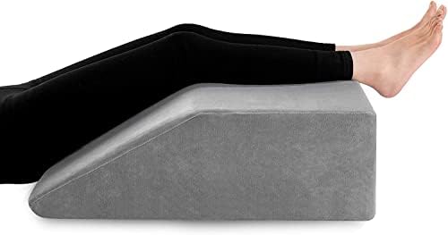  Joybest Leg Elevation Pillow With Removable Cover 8 Inch Memory Foam Leg Rest Pillow For Sleeping, Blood Circulation Wedge Pillows Relieve Leg, Knee, Hip And Lower Back Pain (Grey)