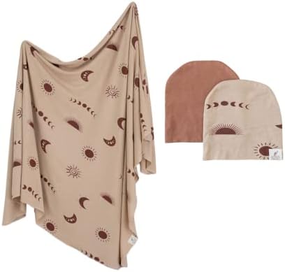  Leyl&Ari Newborn Essentials | Swaddle Blanket Burp Cloth Hat Set (Daises/Butterflies) (Cactus Set)