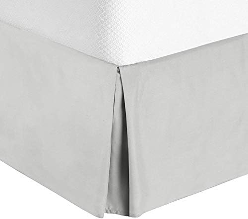  Hotel Luxury King Split Corner Bed Skirt 16 Inch Drop Solid Light Grey 100% Cotton Hotel Quality