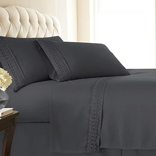  Vilano Lace, 4-Piece, 21-Inch Extra Deep Pocket Sheet Set, Premium Quality, Easy Care, Shrinkage Free Sheet Set With 1 Flat Sheet, 1 Fitted Sheet, 2 Pillowcases, Sage Green, Queen