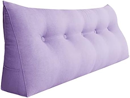  VERCART Triangular Headboard Wedge Pillow Daybed Pillows Bed Headboard Pillow Wedge Bed Rest Reading Pillow Gap Filler Triangle Back Cushion Lumbar Positioning Upholstered Linen Blend Grey Twin