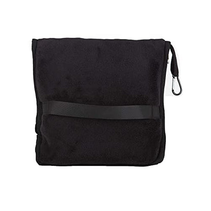  BlueHills Premium Soft Tall Travel Blanket Pillow Airplane Flight Blanket Long 70 X 48 Inch Throw In Bag Pillow Case With Hand Luggage Belt & Backpack Clip Compact Pack Large Blanket Long Black T054