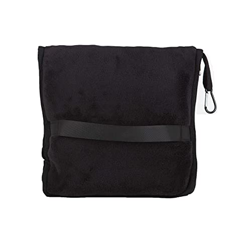  BlueHills Premium Soft Tall Travel Blanket Pillow Airplane Flight Blanket Long 70 X 48 Inch Throw In Bag Pillow Case With Hand Luggage Belt & Backpack Clip Compact Pack Large Blanket Long Black T054