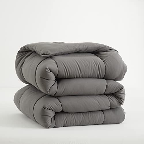  BedTreat Hotel Comforter Queen, Down Alternative Comforter With Corner Tabs - All Season Quilted Queen Size 240 GSM Grey Comforter, Machine Washable Microfiber Bedding